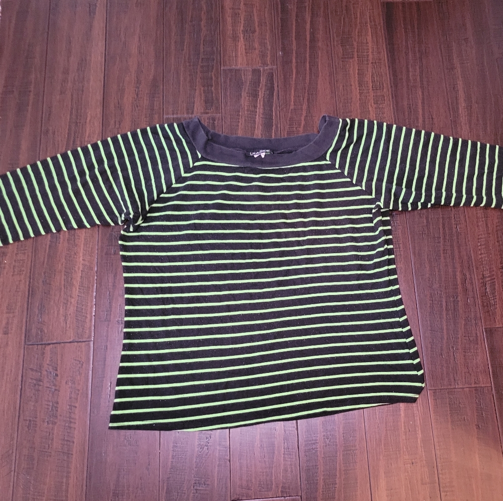 Lisa Dee Long Sleeve Stripped Scoopneck Top sz 2X